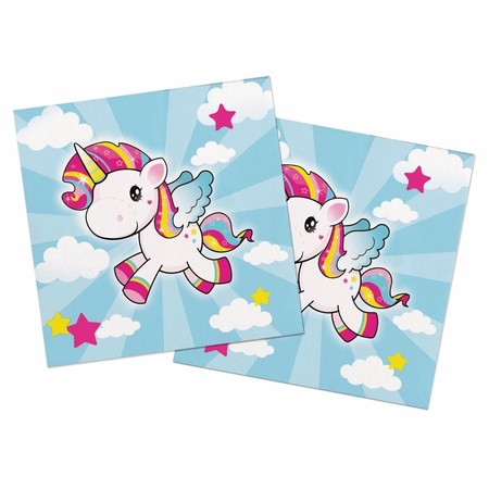 40x Unicorn party theme napkins 33 x 33 cm paper