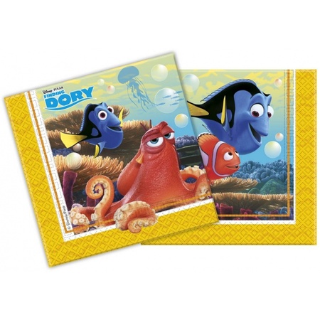 40x Finding Dory party theme napkins 33 x 33 cm paper
