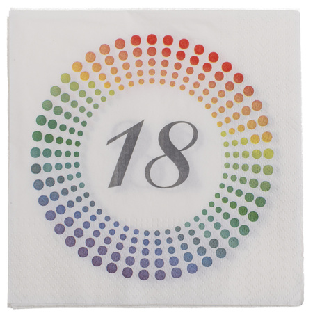 40x Leeftijd 18 jaar themafeest/verjaardag servetten 33 x 33 cm confetti