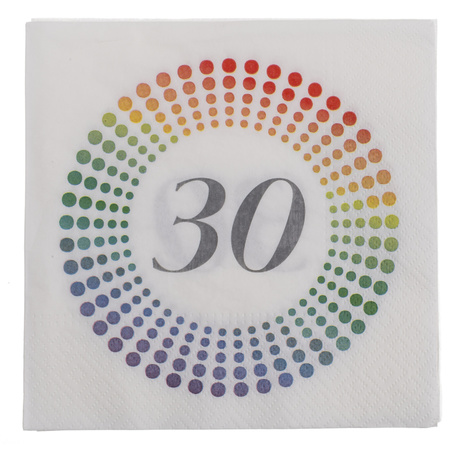40x Leeftijd 30 jaar themafeest/verjaardag servetten 33 x 33 cm confetti