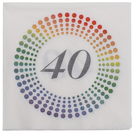 40x 40 years theme party/birthday napkins 33 x 33 cm confetti