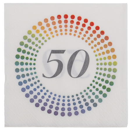40x Leeftijd 50 jaar themafeest/verjaardag servetten 33 x 33 cm confetti
