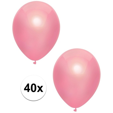 40x Pink metallic balloons 30 cm