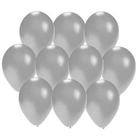 40x stuks Zilveren party ballonnen 27 cm