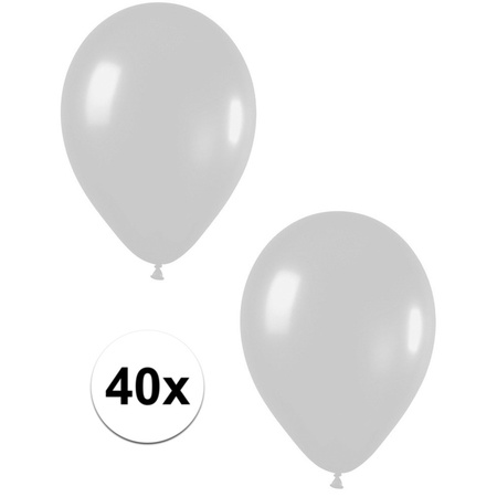 40x Silver metallic balloons 30 cm