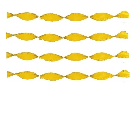 4x Crepe papier slingers 6 meter geel