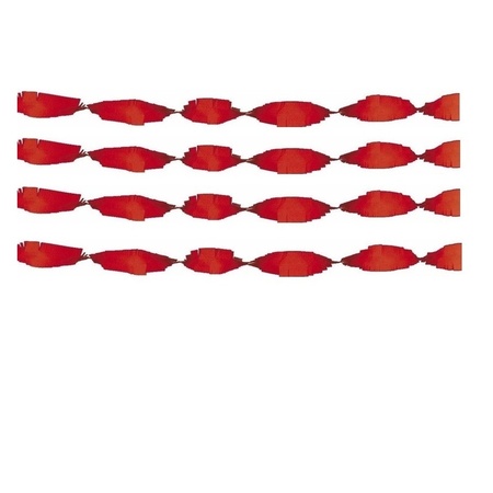 4x Crepe papier slingers 6 meter rood