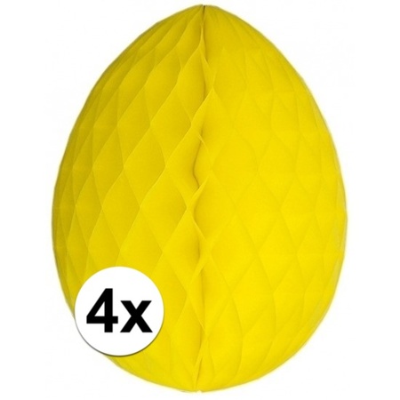 4x Deco easter egg yellow 10 cm