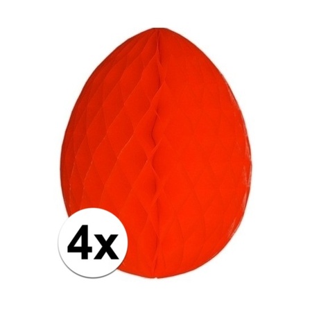4x Brandvertragende rode paasei van papier 10 cm