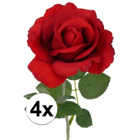 4x Kunstbloem roos Carol rood 37 cm