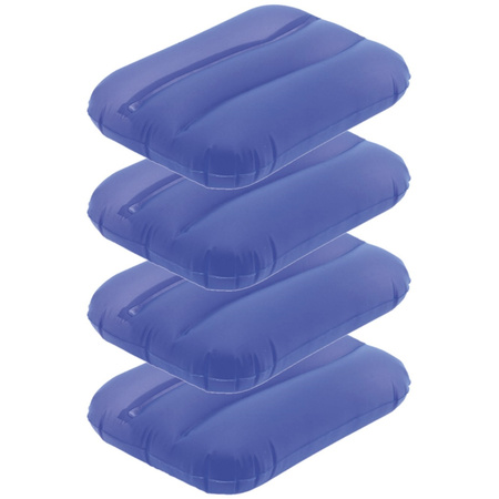 4x Inflatable pillows blue 28 x 19 cm