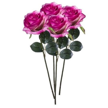 4x Paars/roze rozen Simone kunstbloemen 45 cm