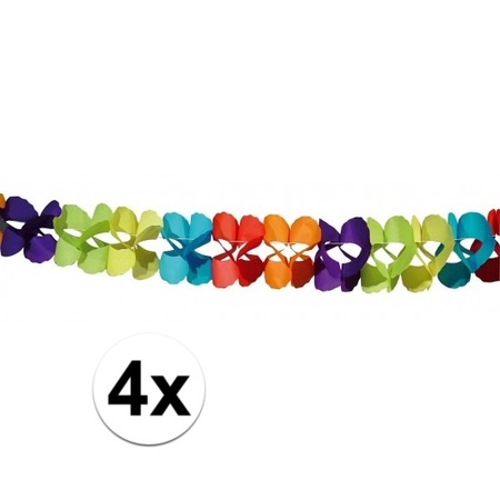 4x Colored paper garlands 6 meters