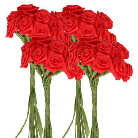 Decoratie rozen rood 12 cm 48 stuks