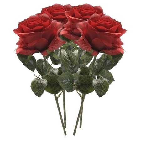 4x Red roses Simone artificial flowers 45 cm