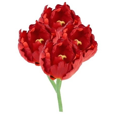 4x Red tulip deluxe artificial flowers 25 cm