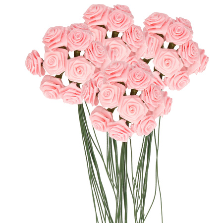 4x Pink satin roses 12 cm