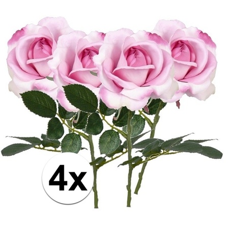 4x Pink roses Carol artificial flowers 37 cm