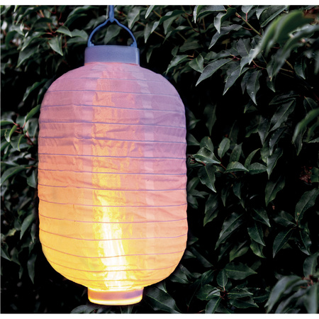 4x stuks luxe solar lampion/lampionnen wit met realistisch vlameffect 20 x 30 cm 