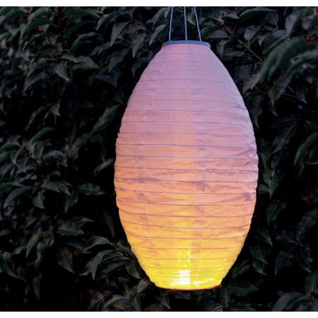 4x stuks luxe solar lampion/lampionnen wit met realistisch vlameffect 30 x 50 cm 