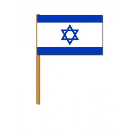 4x stuks luxe zwaaivlag op stok vlag Israel 30 x 45 cm