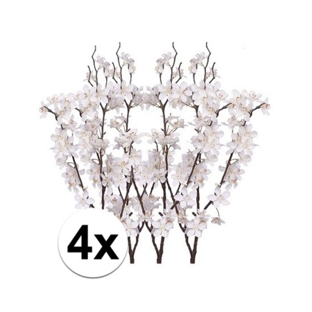 4x Pieces white apple blossom artificial flower/branch with 57 flowers 84 cm