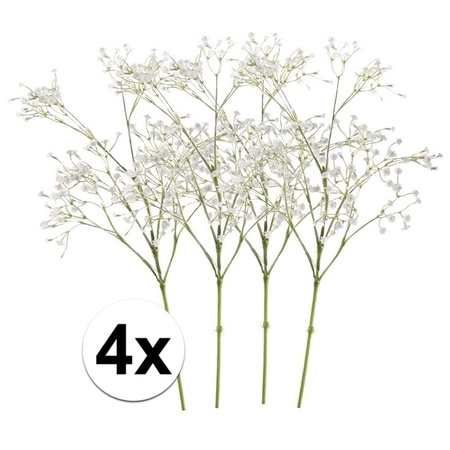 4x Witte gipskruid kunstbloemen 65 cm