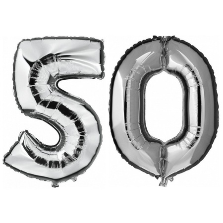 50 years silver foil balloons 88 cm age/number