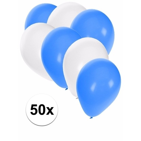 50x balloons blue and white