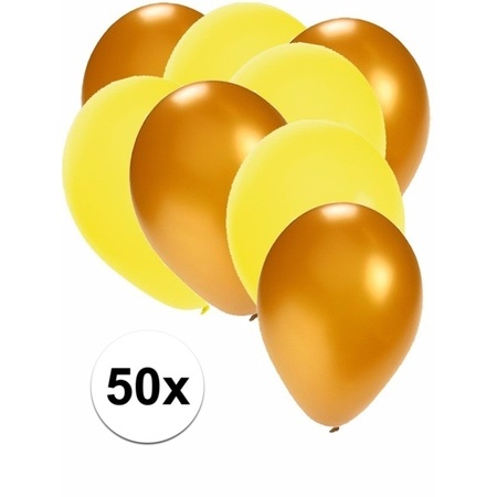 50x ballonnen - 27 cm - goud / gele versiering