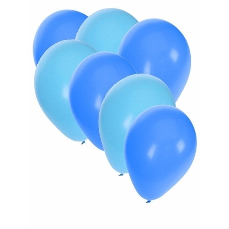 50x ballonnen - 27 cm -  lichtblauw / blauwe versiering