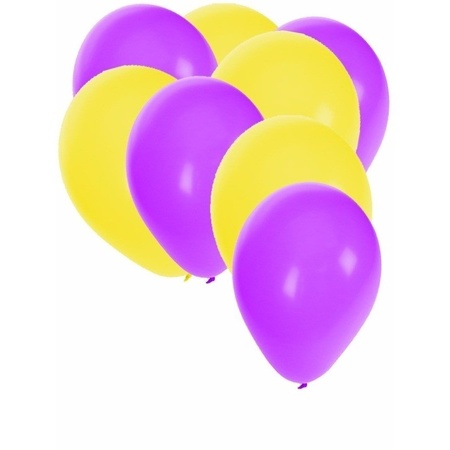 50x ballonnen- 27 cm - paars / gele versiering