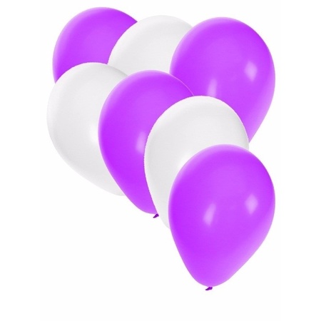 50x balloons white and purple