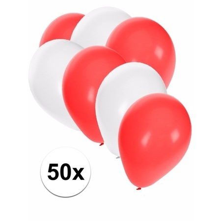50 balloons white and red