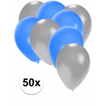 50x balloons silver and blue