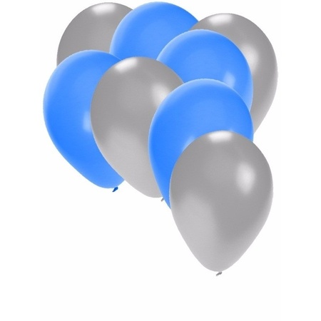 50x balloons silver and blue
