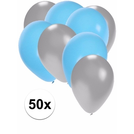 Party ballonnen zilver en lichtblauw