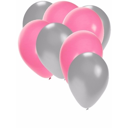 50x balloons silver and light pink
