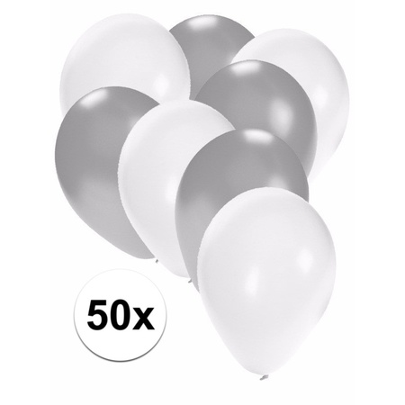 50x balloons white and silver