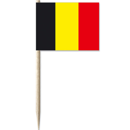 50x Cocktailprikkers Belgie 8 cm vlaggetje landen decoratie