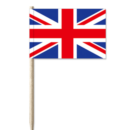 50x Cocktailprikkers Engeland/VK 8 cm vlaggetje landen decoratie