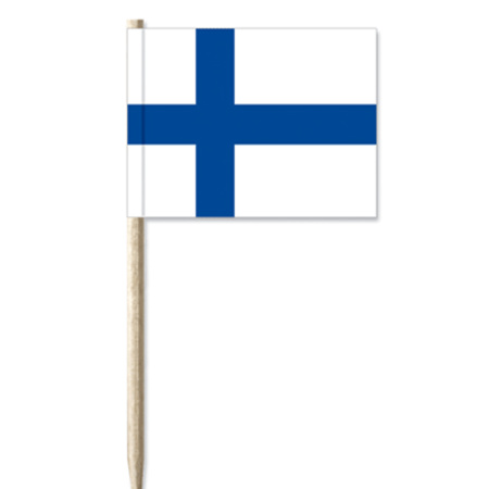 50x Cocktailprikkers Finland 8 cm vlaggetje landen decoratie