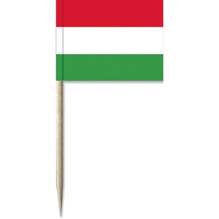 50x Cocktailprikkers Hongarije 8 cm vlaggetje landen decoratie