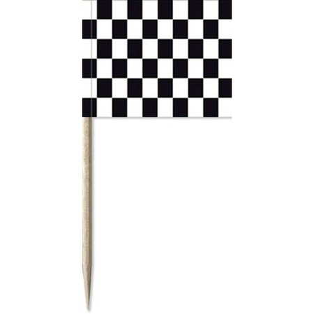 50x Cocktailprikkers race/finish vlag 8 cm vlaggetjes decoratie