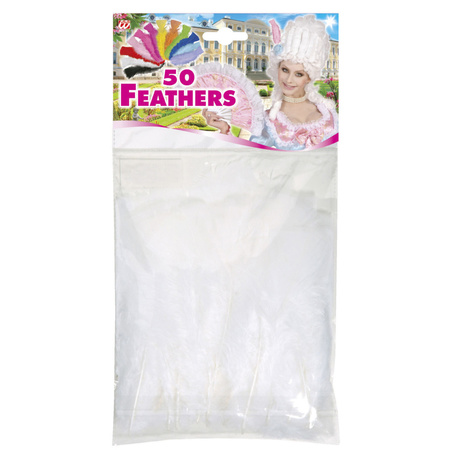 50x White feathers decorations hobby/DIY materials 17 cm