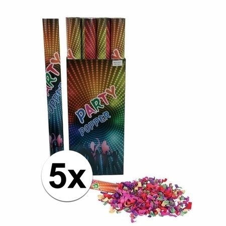5x Confetti shooters multi-color 80 cm