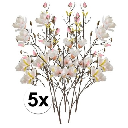 5x Cream Magnolia artificial flowers branch 105 cm