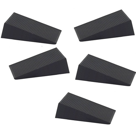 5x Deurstopper / deurwig rubber zwart 16 mm 