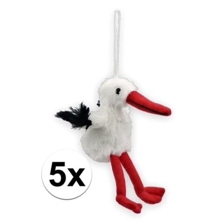 5x Plush stork keychain 11 cm