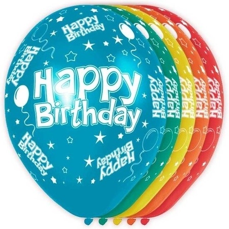 5x Happy Birthday party helium ballonnen 30 cm